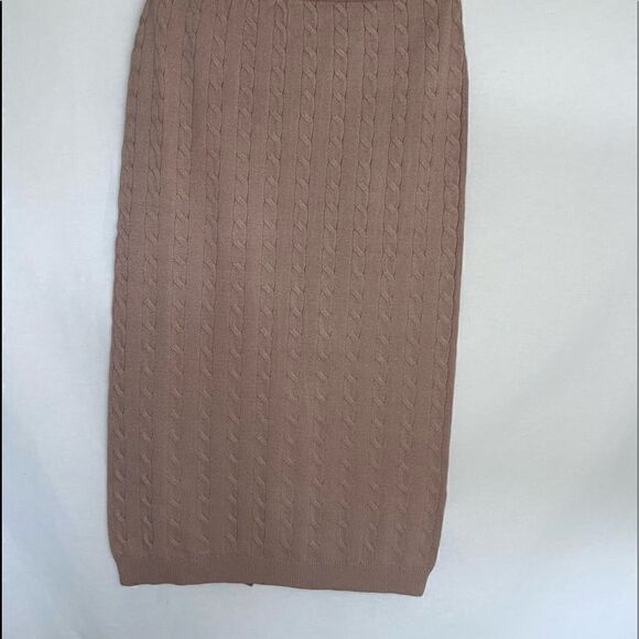 Taupe Cable Knit Sweater Skirt Set - Picture 14 of 15